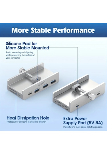 Honeybeeshop Masasüstü Kelepçeli C Tipi Usb 3 0 Bolucu Simli