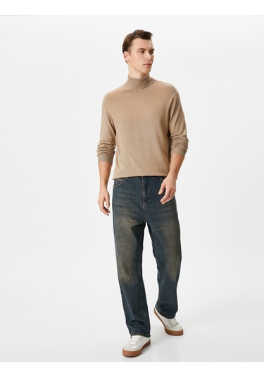 Koton Balıkçı Yaka Kazak Triko Basic Uzun Kollu Viskon Karışımlı Bej 4wam70055ht Ekru