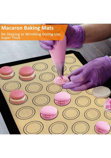 Yaozixa 4 Adet Gri Silikon Fırın Matı - Makaron Ve Kurabiye İçin Anti Yapışkan, Isı Dayanıklı, Yeniden Kullanılabilir, 42x29cm Gri