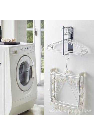 İskandinav Manyetik Çamaşır Makinesi Elbise Askısı Depolama Rafı Artefakt Balkon Bitirme Elb Rafı Duvar Çok Amaçlı Düzen. 57814709 Siyah