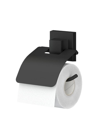 Tuvalet Kağıdı Askısı Kapaklı Yapışkanlı Easyfix Siyah Siyah