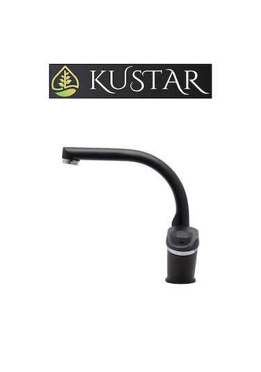 Kustar Tyal Kısa Mix Aç Kapa Banyo Lavabo Bataryası Siyah