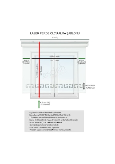 Lazer Kesim Stor Perde - Kalın Mat Model - Beyaz/Krem (471163342)