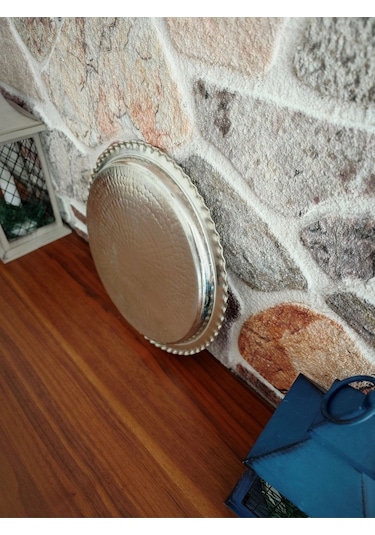 Modabakir Bakır Künefe Tepsi, Bakır Sunum Servis Tepsisi 27 Cm Model:565896 Gümüş