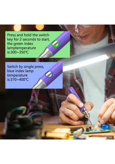 Yifomall Taşınabilir Şarjlı Lehim Makinesi - 330-400 C Ayarlanabilir Sıcaklık, 8w Güç, Dahili Pil, Lehim Ucu Hediyeli