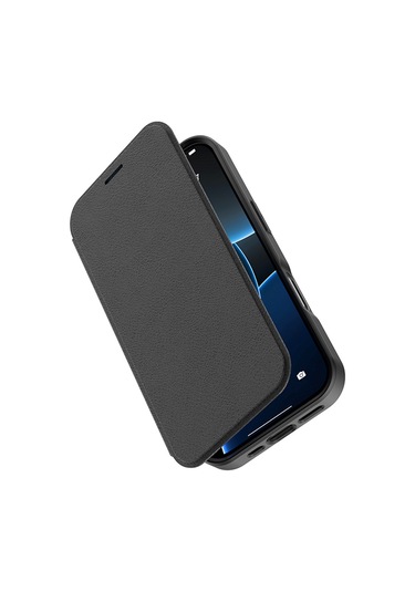 İphone 17 Pro Uyumlu Kılıf M-safe Şarjlı Raptic Air Folio Şeffaf Kartlıklı Kapaklı Kılıf Siyah