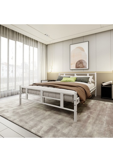 Lotus Çift Kişilik Metal Karyola A Kalite, Ses Çıkarmaz ,ölçülü Model Karyola 1634-a Beyaz