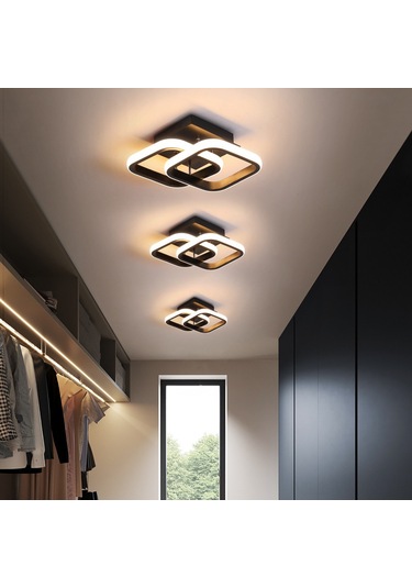 Neevoyu Koyu Siyah Çift Daire Led Aydınlatma, Üç Renk Değişimi, Modern Minimalist Ev Dekoru - Koridor, Balkon, Gardrop, Salon Ve Giriş İçin Uygun Siyah