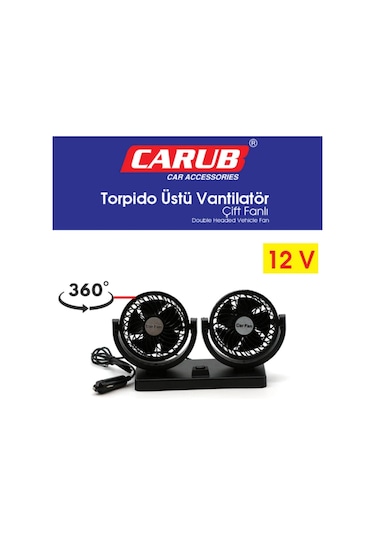 Carub Vantilatör 12v Torpido Üstü İki Fan Ayarlı 6400607