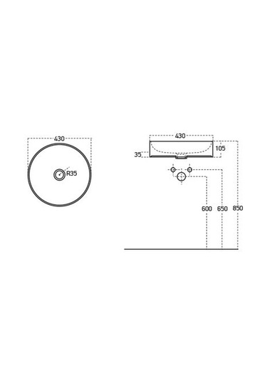 Lucco Lucente 43 CM Tezgah Üstü Oval Lavabo Beyaz