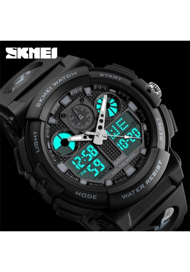 Yunboo Skmeı Erkek Spor Saati 1270 - Çift Zaman, Kronometre, Alarm, 5atm Su Geçirmez, Işıklı - Çift Hareketli Quartz Çok Renkli