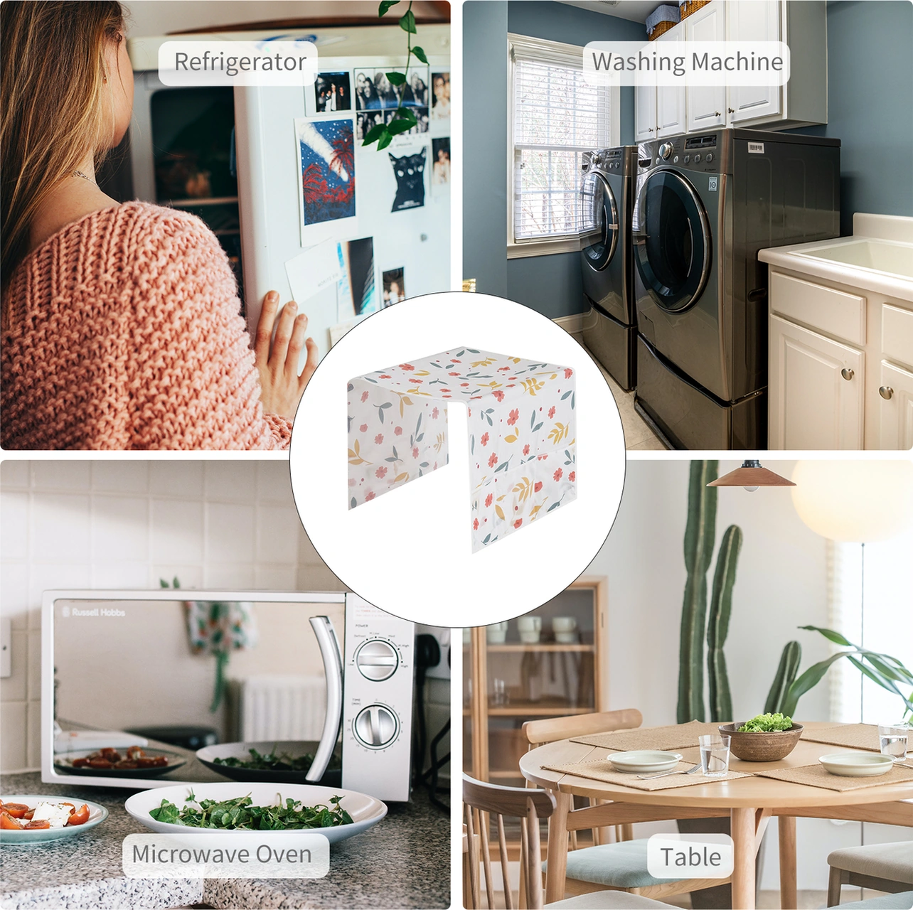 Yuntech01 Peva Materyal Ev Aletleri Koruması Buzdolabı, Çamaşır Makinesi, Mikrodalga - 3 Derin Cep - Su Geçirmez - 130x54 Cm Çok Renkli