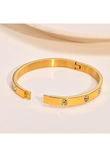 Gül Altın Paslanmaz Çelik Bilezik Solmayan Kadın Bileklik Takı