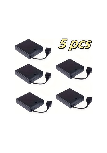 Meridiangoods 5 Adet 3aa Pil Yuvası Kapaklı Aç Kapama Düğmeli Usb Dişi Yuvalı Siyah
