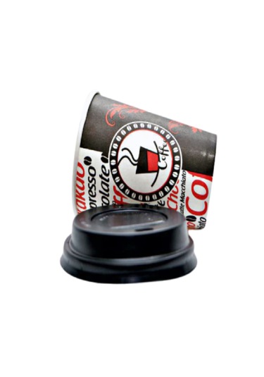 7 oz Siyah Beyaz Kapak Sertifikalı Otomat Karton Bardak 100 Adet