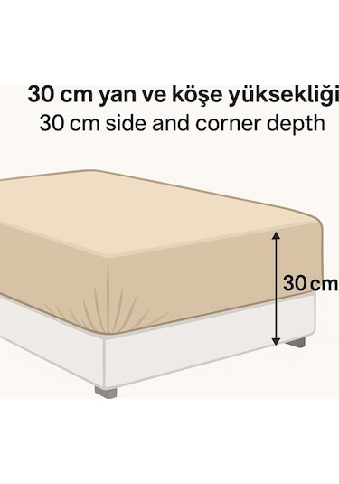 Tek Kişilik Desenli Lastikli Çarşaf Seti 100x200 Cm + 1 Yastık Kılıfı 50x70 Bej