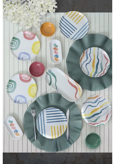 Keramika Etnik Kahvaltı Takımı 13 Parça 6 Kişilik 22551 Çok Renkli