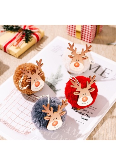 Fortunelane Kırmızı Kuzulu Yün Ahşap Geyik - Noel Dekorasyonu, Asma Aksesuarı Ev/parti Atmosferi Kırmızı