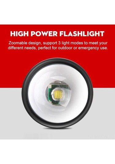 Neevoyu "yüksek Parlaklıklı Usb Şarjlı Led El Feneri - 3 Işık Modu, Zum Özellikli, Kamp Ve Acil Durumlar İçin" Gümüş