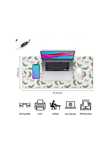Noel Temalı 35.4x15.7 İnç Oyun Mouse Pad, Dikişli Kaymaz Kauçuk-a8