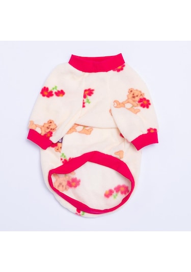 Teddy Bloom Ayıcık Ve Çiçek Desenli Sweat Kedi Köpek Sweati Kedi Köpek Kıyafeti Köpek Peluşu Sıcak Tutan Sweat