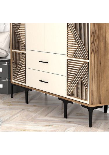 Variant Kumsal 4 Kapılı Ptp Gardrop - Ceviz / Krem