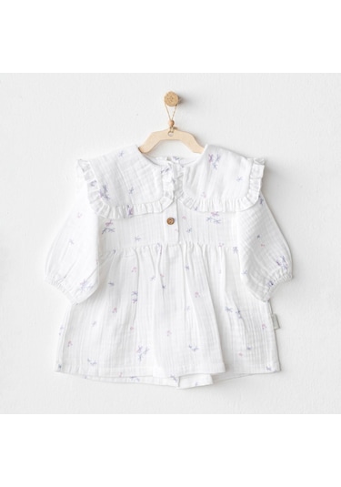 Kız Bebek Elbise Dress Magical Butterfly Muslin Ac25585 Beyaz