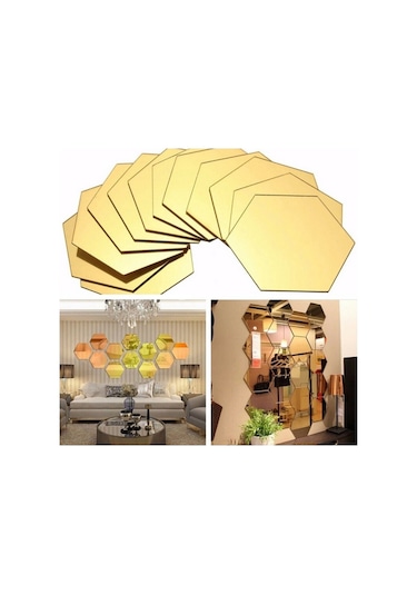 Altıgen Dekoratif Duvar Aynası 12 Parça