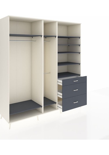 Kronos Dolap 9 Raflı 3 Çekmeceli 3 Askılı 220x59x243 Aytaşı-antrasit/antrasit Antrasıt/antrasıt
