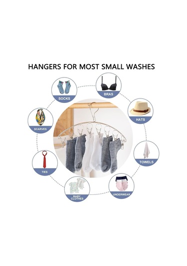 Rüzgar Geçirmez Kancalı Paslanmaz Çelik Kurutma Askısı, İç Çamaşırı Askısı, Çorap Ve Havlu Kurutmak İçin 8 Klipsli Elbise Askısı 2'li Paket Diğer