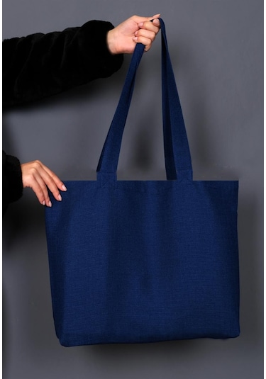 Keten Görünümlü Körüklü Kadın Kol Ve Omuz Çantası Lacivert-1409