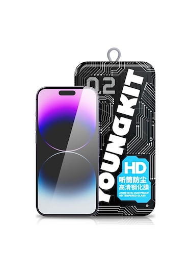 İphone 14 Pro Uyumlu Youngkit Antistatik Ve Antidust Kolay Uygulama Aparatlı Cam Ekran Koruyucu