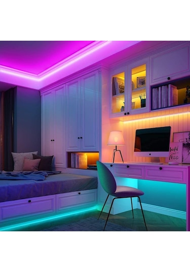 EvimLed Bluetooth Özellikli Sese ve Müziğe Duyarlı RGB  İç Mekan Şerit Led 10 M