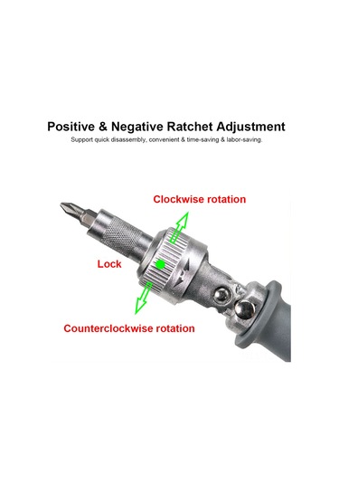 Skycity 180 Eğik Ratchet Tornavida Seti, 6.35mm 1/4" Uçlu, 10 Adet Bits Artı, Çarpı, Alman Star , Alyuminyum Çelik + Abs, Gri & Kırmızı