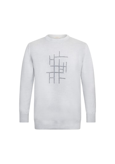 Gri Regular Fit Jakarlı Bisiklet Yaka Yünlü Triko Kazak 30099 Gri