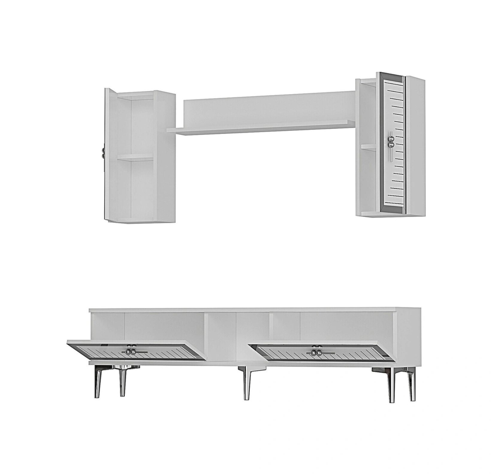 Tvr1501bs - Tuna150 Tv Ünitesi Beyaz Sılver 150cm BEYAZ-GÜMÜŞ