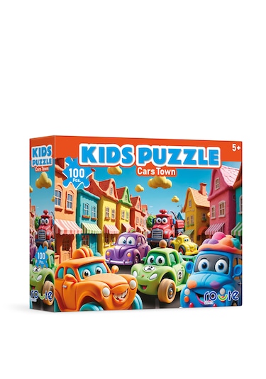 Arabalar Şehri Çocuk 100 Parça Puzzle 34 48 Cm