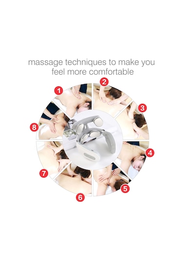 Qingmipy Isıtmalı 4 Başlı Boyun Masaj Aleti - Usb Şarjlı, Omuz Ve Boyun Ağrısı Rahatlatma, Kadın Ve Erkekler İçin Taşınabilir Masaj Cihazı Beyaz