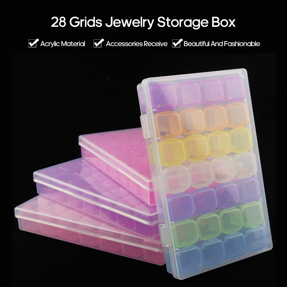 Geeksen 28 Bölmeli Pembe Akrilik Manikür Alet Kutusu - Taşınabilir Şeffaf Kapaklı Mini Depolama Kutusu Diğer