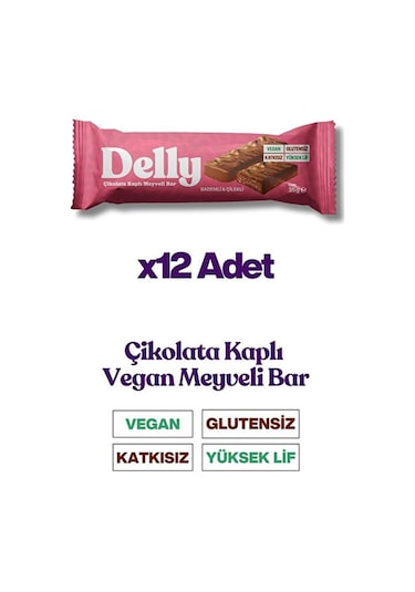 Delly Çikolata Kaplı Bademli Çilekli Meyveli Bar 12 x 35 G