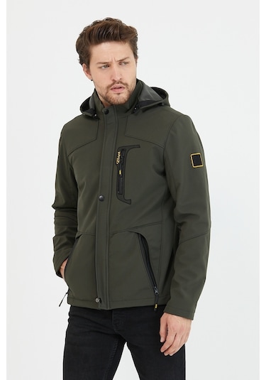 Mero Life Içi Kürklü Kapüşonlu Su Ve Rüzgar Geçirmez Softshell Erkek Mont Haki