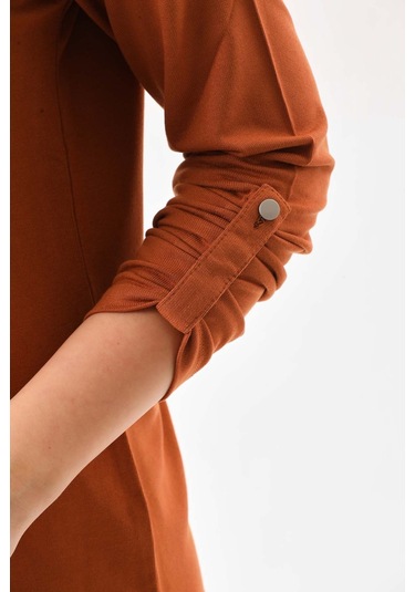 Sistas Kadın Desenli Uzun Kol Bluz 23525 Camel