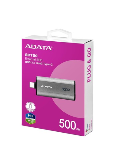 Adata 500gb Sc750 Taşınabilir Usb 3.2 Gen2 Type-c Ssd Harici Disk