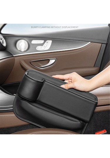 Shineyee Araç Koltuk Arası Düzenleyici - Çok Amaçlı Deri Depolama Kutusu, Kahve Tutucu Ve Şarj Deliği İle Pratik Çözüm
