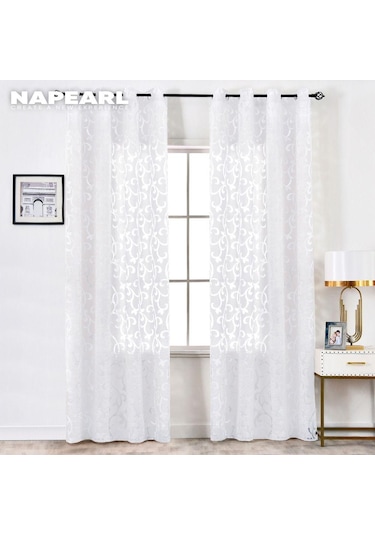 Beyaz 1 Pc Napearl Modern Yatak Odası Sırf Perde Moda Oturma Ev Pencere Perde Jakarlı Tül Perde W150 X L200