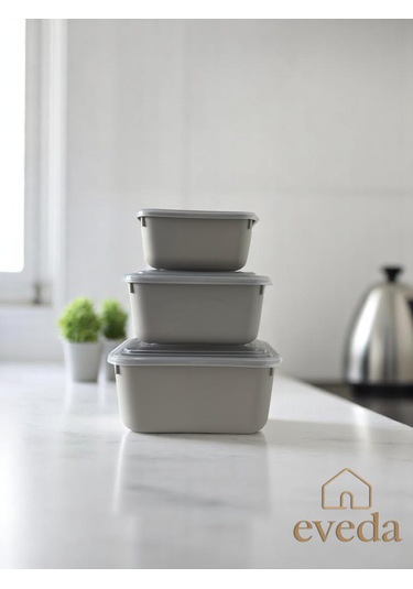 Eveda Snaplid Line Dikdörtgen Üçlü Set Bej-2 Düz