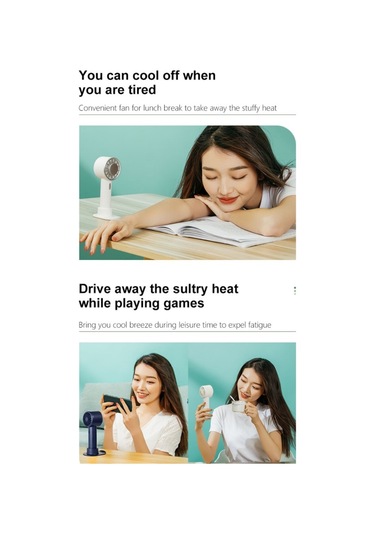 Wx-633 Yaz El Fanı 3 Hız Yarı İletken Soğuk Kompres Masa Fanı Beyaz