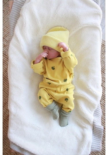 Brokoli Baskılı Bebek Alt Üst Takım Hardal