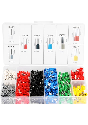 Padalink Kaliteli Çelikten Üretilmiş 1200 Parça Uçlu Kablaj Pensesi - Taşıma Kutusu Dahil