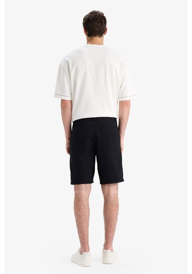 Defacto %100 Pamuk Regular Fit Bermuda Şort E1231ax25smbk81 Siyah